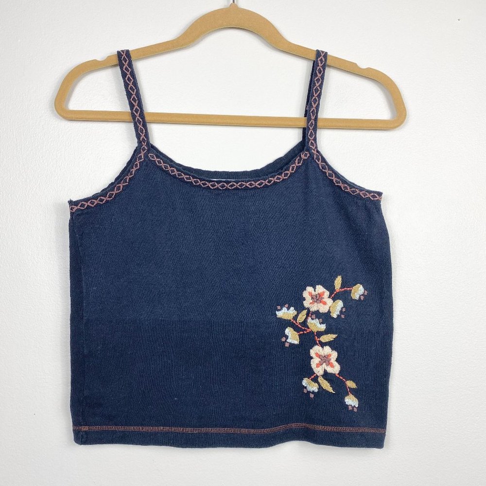 Vintage 90s Free People Large Embroidered Tank Top